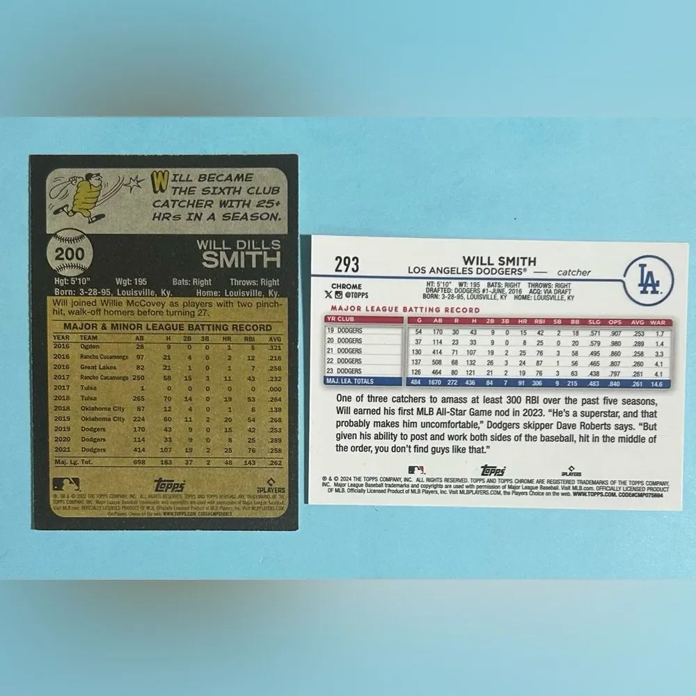 2-Will Smith, Los Angeles Dodgers Cards-2024 Topps XFactor & ‘22 Topps Heritage